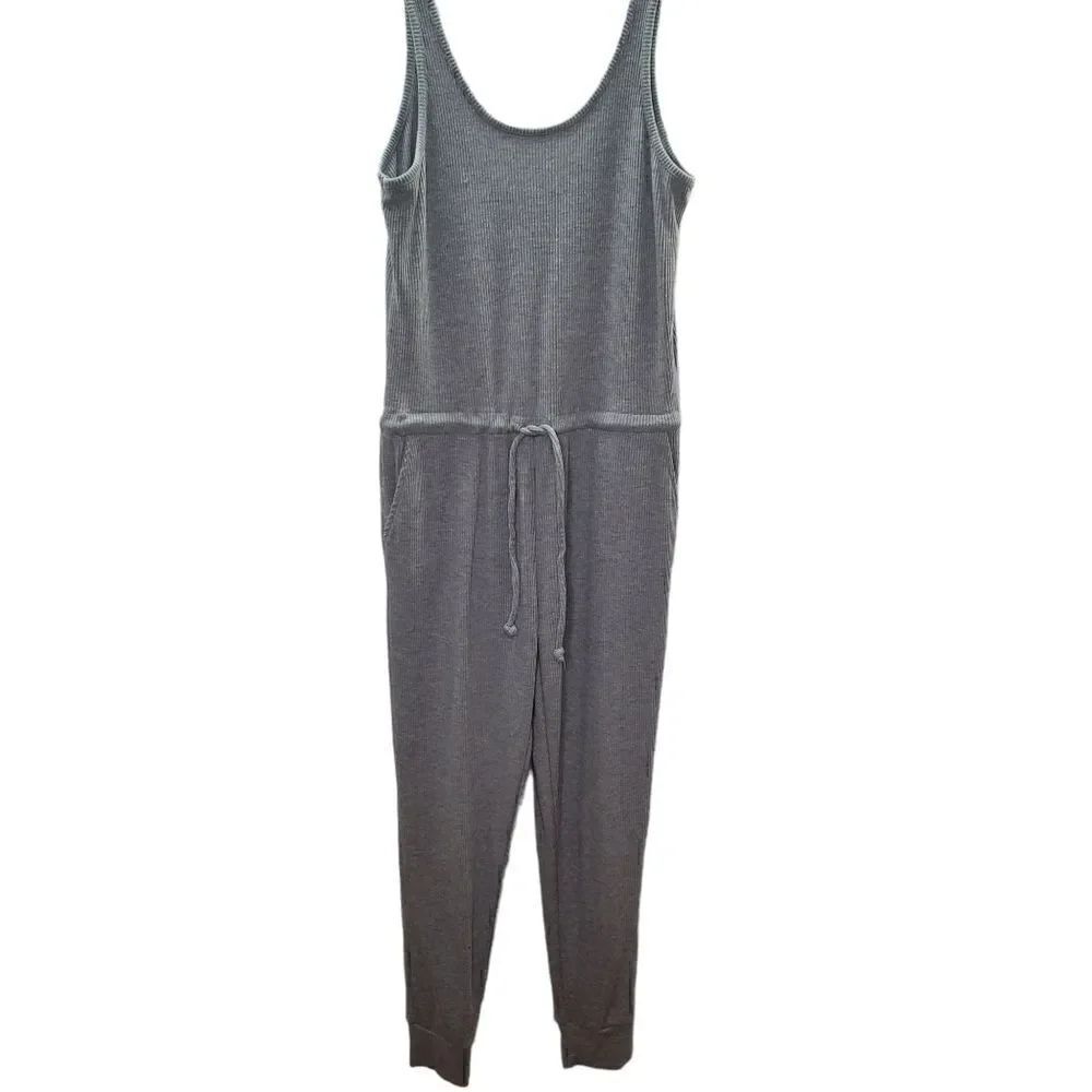 Chaser Cozy Rib Low Back Tank Jumpsuit Grey Size Small - Picture 13 of 17